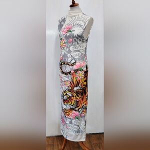 ED HARDY DEATH BEFORE DISHONOR MAXI DRESS NWOT